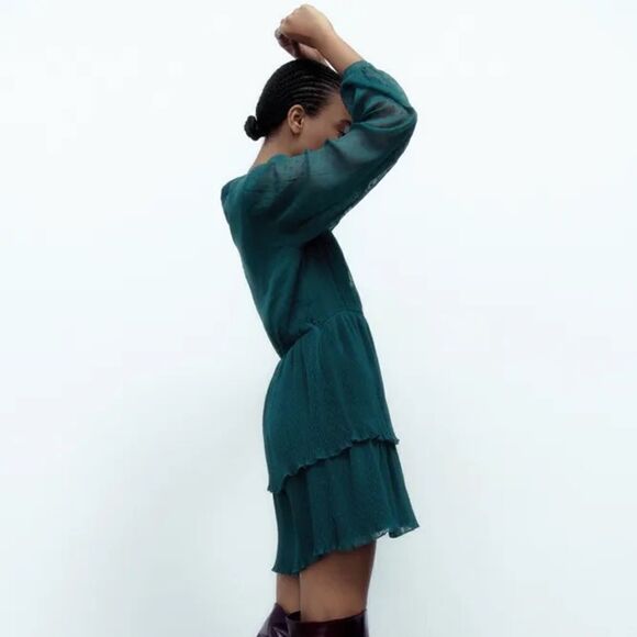 ZARA SHORT DOTTED MESH DRESS - Picture 6 of 8